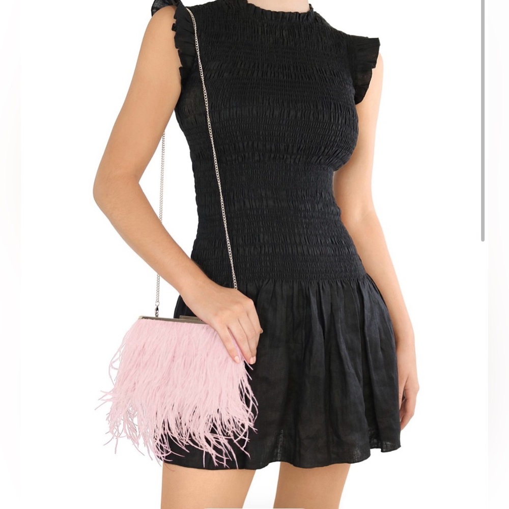 NWT Olga Berg Ostrich Embellished Crossbody bag/clutch